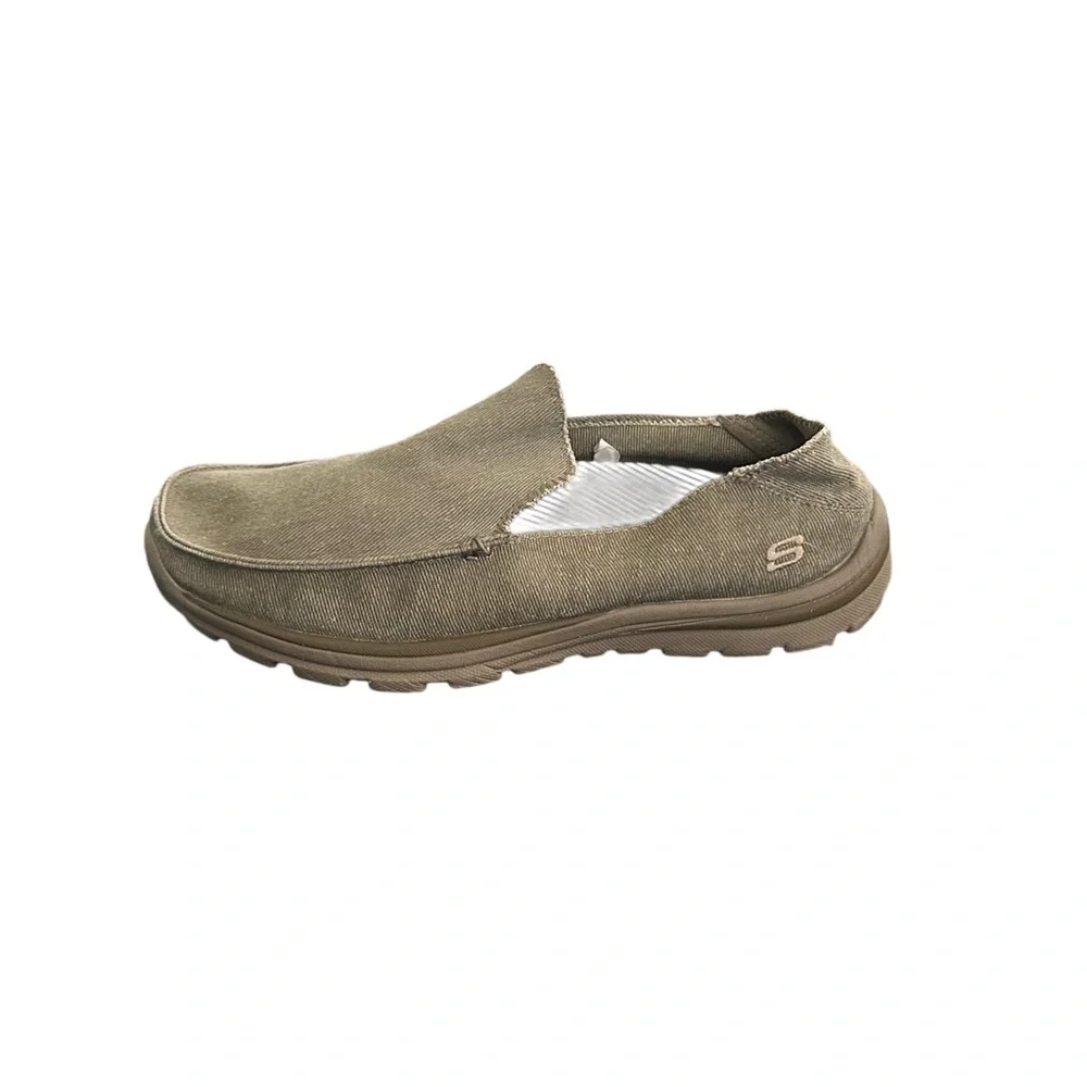 Skechers Men’s Slip-On Canvas Boat Shoes in Khaki